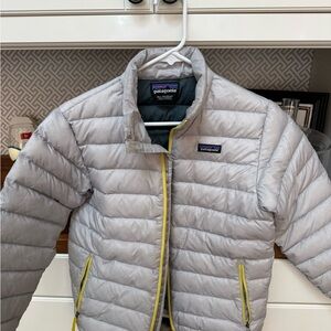 Patagonia Kids' Gray Puffer Jacket with Yellow Trim